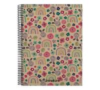 Unipapel - Cuaderno a4 Cuadriculado 5x5 Tapa Dura, Cartón y Papel Kraft 100% Reciclados, Bandas de Color, 100 Hojas 90 gramos, Uninature Design Hawai, FSC Recycled 100%