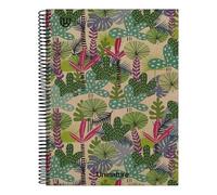 Unipapel - Cuaderno a4 Cuadriculado 5x5 Tapa Dura, Cartón y Papel Kraft 100% Reciclados, Bandas de Color, 100 Hojas 90 gramos, Uninature Design Amazonas, FSC Recycled 100%