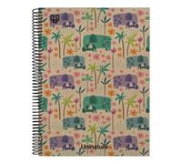 Unipapel - Cuaderno a4 Cuadriculado 5x5 Tapa Dura, Cartón y Papel Kraft 100% Reciclados, Bandas de Color, 100 Hojas 90 gramos, Uninature Design India, FSC Recycled 100%