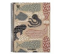 Unipapel | Cuaderno A4 Tapa Dura|Cartón y Papel Kraft 100% Reciclados | 80 Hojas Lisas 90g | Uninature Design Ballenas | FSC Recycled 100%