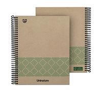 Unipapel - Cuaderno A5 Reciclado 100%, 80 Hojas Cuadriculadas 4x4 90g, Tapa Dura, Verde, Uninature Concept, FSC Recycled 100%