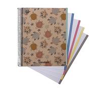 Unipapel - Cuaderno Escolar Reciclado A4, 100 Hojas 5x5 90g, Cuadrículadas, 5 Bandas Color Lateral, Uninature Design Tortugas, FSC Recycled 100%
