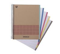 Unipapel - Cuaderno Escolar Reciclado A4, 100 Hojas 5x5 90g, Cuadrículadas, 5 Bandas Color Lateral, Violeta, Uninature Concept, FSC Recycled 100%