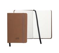 UNIPAPEL Cuadernos de notas tapa dura | Con Goma Vertical de Cierre | Esquinas Redondeadas | Polipiel | Color MARRON | Con Hojas Lisas | Tapa Dura | Tamaño A6 | 80 Hojas
