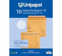Unipapel | Sobres Acolchados Kraft con Papel de Burbujas Interior | Nº 18 Medidas 270x360mm | Cierre Autoadhesivo | Pack 10 Unidades | Perfecto Para Envios Seguros y Protegidos | Certificado FSC