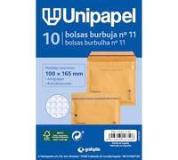Unipapel - Sobres Acolchados Kraft con Papel de Burbujas Interior, Nº 11 Medidas 100x165mm, Cierre Autoadhesivo, Pack 10 Unidades, Perfecto Para Envios Seguros y Protegidos, Certificado FSC