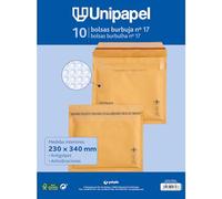 Unipapel | Sobres Acolchados Kraft con Papel de Burbujas Interior | Nº 17 Medidas 240x340mm | Cierre Autoadhesivo | Pack 10 Unidades | Perfecto Para Envios Seguros y Protegidos | Certificado FSC