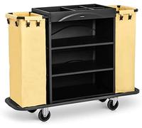 Uniprodo Carrito De Servicio para Hotel Carro Camarera UNICLEAN 142B (Ruedas de TPR, Capacidad de Carga: 150 kg, 2 Bolsas)