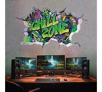 Uniqoos®: Adhesivos de pared 3D con motivos de graffiti, ideales para decorar la habitación de adolescentes, creando una "zona de relax". Fabricados con material transparente impreso con tecnología UV