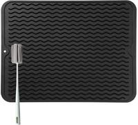 Uniqoos® Alfombrilla de silicona para escurrir platos (50 x 40 cm) – Libre de BPA, resistente al calor y antideslizante, color , incluye cepillo de limpieza con esponja