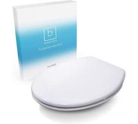 Uniqoos®: Asiento de inodoro – Asiento de inodoro de alta calidad con tapa, blanco, antibacteriano, fabricado en duroplástico y acero inoxidable, con sistema de cierre rápido y cierre suave