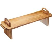 Uniqoos®: Bandeja de servicio elevada de madera de acacia – bandeja grande para fiestas y soporte para servir, de 52 x 15 x 17 cm, ideal para quesos, pasteles y postres