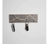 Uniqoos® Edición Watzmann: Tablero para llaves hecho con madera reciclada, 30 cm – Soporte para llaves hecho a mano con motivos de montaña, fabricado en Baviera
