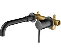 Uniqoos® Grifo de encastre mural, monomando para lavabo, fabricado en latón macizo, caño giratorio 360° (190 mm), cartucho cerámico, color , conexión G1/2"