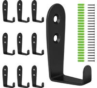 Uniqoos® Juego de 10 ganchos para armarios en forma de L, color mate, aleación de zinc, 6,1 x 3,9 cm. Incluye 22 tornillos de acero inoxidable y 22 tacos de plástico. Ideales para colgar en paredes o 