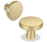 Uniqoos® - Juego de 10 pomos para muebles, color dorado mate – Aleación de zinc, diámetro 32 mm x altura 26 mm, forma de seta, estilo vintage, incluye tornillos de 25 mm y 40 mm, para armarios y puert