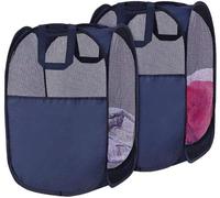 Uniqoos® - Juego de 2 cestos de ropa plegables, ideales para ahorrar espacio. Medidas: 36 x 36 x 56 cm. Fabricados con malla transpirable, estructura de acero al carbono, base de poliéster y pesan 0,3