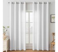 Uniqoos® Juego de 2 cortinas de voile semitransparentes con ojales de acero inoxidable pulido, 100% poliéster. Permiten el paso de la luz y ofrecen protección visual, ideales para salones y dormitorio