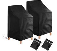 Uniqoos®: Juego de 2 fundas protectoras impermeables y resistentes al viento para sillas de jardín con respaldo alto y sillas apilables, resistentes a los rayos UV, fabricadas en poliéster 210D recubi