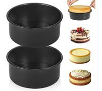 Uniqoos® - Juego de 2 moldes redondos para hornear, diámetro 16 cm. Con revestimiento antiadherente, bordes acanalados y esquinas redondeadas, ideales para pasteles, brownies y pan