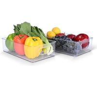 Uniqoos® Juego de 2 organizadores para refrigerador: cajas de almacenamiento para refrigerador, congelador, despensa, armario, cajón y oficina, libres de BPA