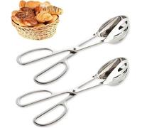 Uniqoos® - Juego de 2 pinzas de acero inoxidable para la cocina: pinzas para servir, pinzas para asar a la parrilla y pinzas para ensalada, resistentes a la corrosión, aptas para altas temperaturas y