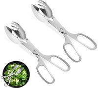 Uniqoos® Juego de 2 pinzas de cocina de acero inoxidable, 26 cm – pinzas multifuncionales para buffets y barbacoas, ideales para pasta, ensaladas y salchichas a la parrilla