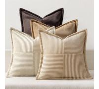 Uniqoos® Juego de 4 fundas de cojín de terciopelo, 40 x 40 cm – Diseño elegante tipo patchwork con borde y cremallera oculta, ideal para sofás y dormitorios