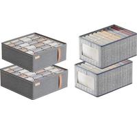 Uniqoos® - Juego de 4 organizadores plegables para armarios: cajas de almacenamiento de tela Oxford y PP resistente, con ventana transparente y cierre de cremallera, sin tapa, ideales para camisetas,