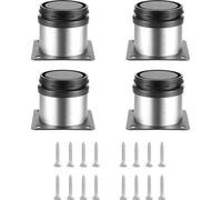 Uniqoos® Juego de 4 patas ajustables para muebles, redondas, de acero inoxidable resistente a la corrosión, con ajuste de altura de 0 a 10 mm, incluye 16 tornillos, para mesa, armario, cocina