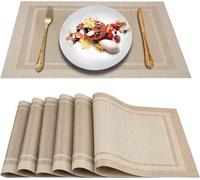 Uniqoos® - Juego de 6 individuales de mesa – Manteles individuales de vinilo tejido, 45x30 cm, 70% PVC/30% poliéster, fáciles de limpiar y de secado rápido, antideslizantes, resistentes al calor, colo