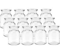 Uniqoos® Juego de 6 mini jarrones redondos de vidrio: pequeños jarrones decorativos para mesa, de 9 x 6 cm, botellitas de vidrio con cuello redondo, ideales para flores, perfectos para hostelería y ev
