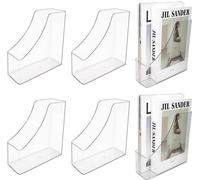 Uniqoos®: Juego de 6 organizadores transparentes de acrílico para revistas, libros y documentos. Diseño que ahorra espacio, con agarre ergonómico y esquinas redondeadas