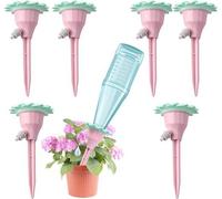 Uniqoos®: Juego de 6 sistemas de riego para plantas en macetas y flores. Sistema de auto-riego con control de la cantidad de agua, fácil de usar tanto en interiores como en exteriores