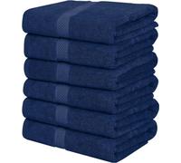 Uniqoos® Juego de 6 toallas de baño de lujo, 60 x 120 cm – 100% algodón hilado en anillo, suaves y absorbentes, con ojales para colgar y borde reforzado, ideales para el baño, el spa y la piscina
