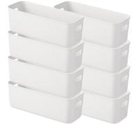 Uniqoos®: Juego de 8 cestas de almacenamiento compactas, fabricadas con PET de alta calidad, de 22 x 9 x 6,5 cm. Ideales para la cocina, el baño y la oficina, con asas para facilitar el transporte y f