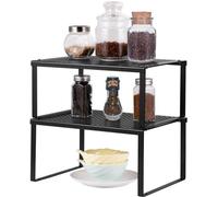 Uniqoos® – Organizador de cocina, estante de metal de 2 piezas, apilable y extensible, color , ideal para ahorrar espacio y organizar platos, tazas, botellas y latas