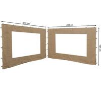 Uniqoos® Paneles laterales para pabellón, 3 x 4 metros – Poliéster color arena, con panel de ventana de polietileno (PE)