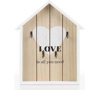 Uniqoos® - Tablero de llaves de madera, estilo vintage, con 4 ganchos, color blanco, 29,5 x 21,5 x 3,5 cm, 1 unidad, ideal para pasillos, cocinas y oficinas