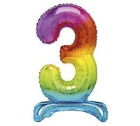 Unique 13263 - Globo Gigante Número 3 de Pie - 76 cm - Arco Iris