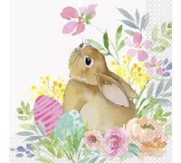 Unique 24812 Servilletas de papel, 16,5 cm, acuarela, pastel, fiesta de Pascua, paquete de 16, multicolor