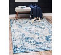 Unique Loom Sofia Collection - Alfombra de área - Salle Garnier (9 x 12 pies 2 Pulgadas, Rectangular, Azul/Marfil)