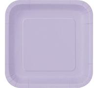 Unique Party 31365 - Platos Cuadrados de Papel - 18 cm - Lavanda - Paquete de 16
