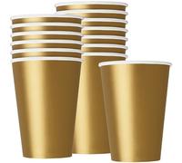 Unique Party 33246 - Vasos de Papel - 266 ml - Oro - Paquete de 14