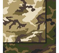 Unique Party 48522 - Servilletas de Papel - 16,5 cm - Fiesta de Camuflaje Militar - Paquete de 16