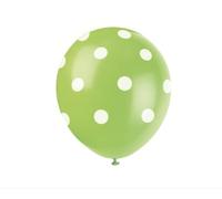Unique Party 57591 - Globos de Látex a Lunares - 30 cm - Verde lima - Paquete de 6