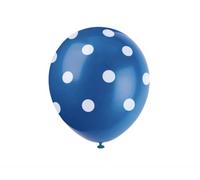 Unique Party 57594 - Globos de Látex a Lunares - 30 cm - Azul Rey - Paquete de 6
