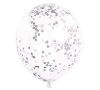 Unique Party 58112 - Globos Confeti - 30 cm - Plata - Paquete de 6