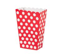 Unique Party 59292 - Cajas para Palomitas a Lunares - Rojo - Paquete de 8