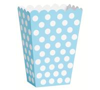 Unique Party 59299 - Cajas para Palomitas a Lunares - Azul Claro - Paquete de 8